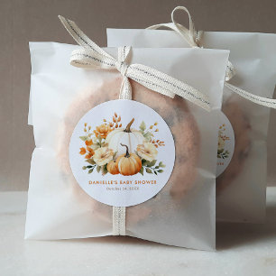 Little Pumpkin Floral Boho Botanical Baby Shower Runder Aufkleber