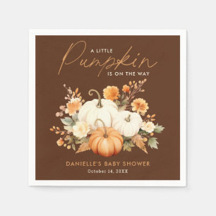 Little Pumpkin Floral Boho Botanical Baby Shower Serviette