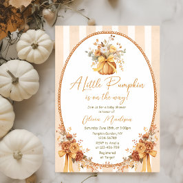 Little Pumpkin Floral Bow Baby Shower Invitation Einladung