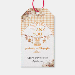Little Pumpkin Floral Bow Fall Baby Shower Books Geschenkanhänger