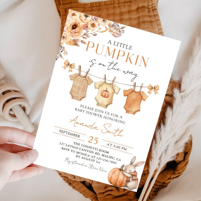 Little Pumpkin Floral Fall Babydusche Einladung (Von Creator hochgeladen)