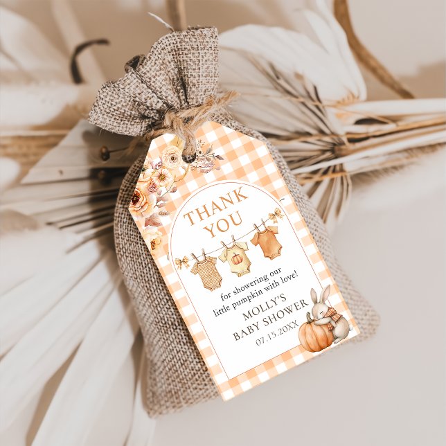 Little Pumpkin Floral Fall Babydusche Geschenktast Geschenkanhänger (Von Creator hochgeladen)