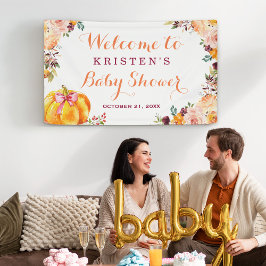 Little Pumpkin Floral Herbst Babydusche Banner