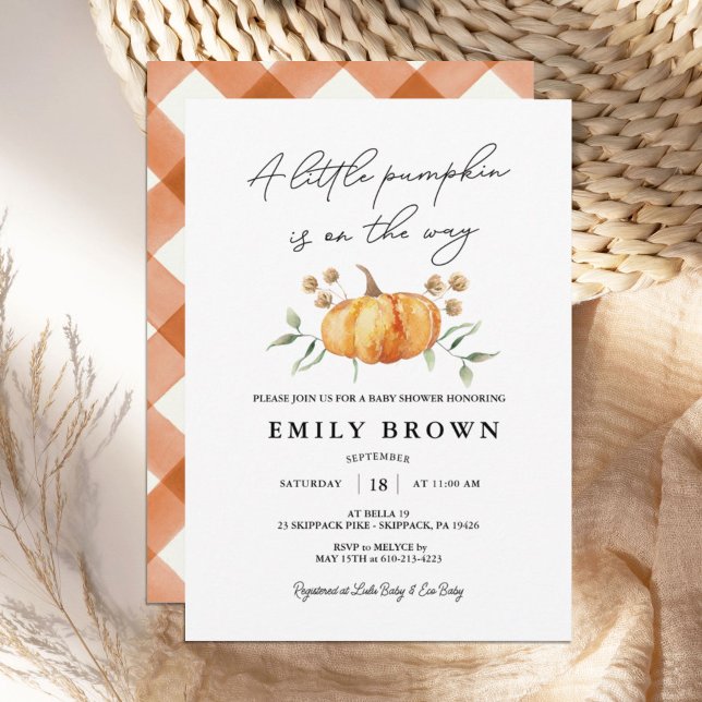 Little Pumpkin Floral Neutral Baby Shower Einladung (Von Creator hochgeladen)