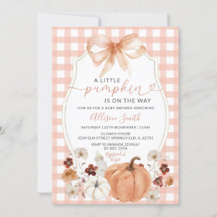 Little Pumpkin Floral Orange Gingham Baby Shower Einladung