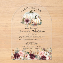 Little Pumpkin Floral Rose Burgundy Babydusche Acryleinladungen