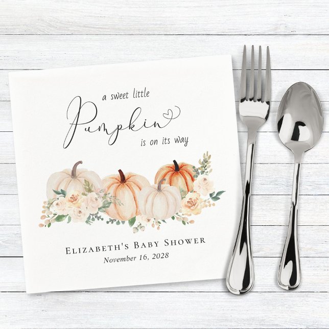 Little Pumpkin Floral Watercolor Babydusche Serviette (Von Creator hochgeladen)