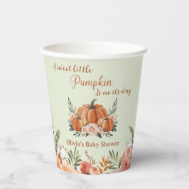 Little Pumpkin Floral Watercolor Babyduschpapier Pappbecher