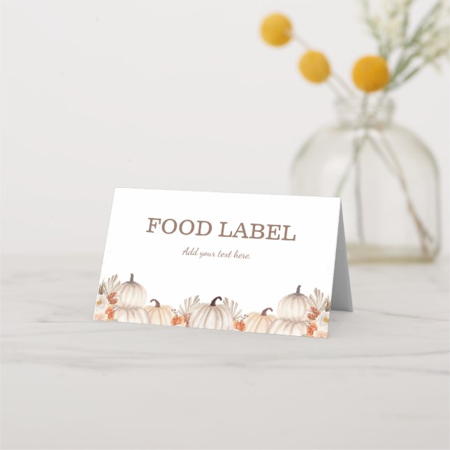 Little Pumpkin Folded Tent Food Label for Buffets Platzkarte (Vorderseite)
