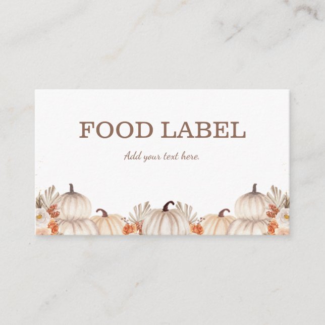 Little Pumpkin Food Label Buffet Card Platzkarte (Vorderseite)