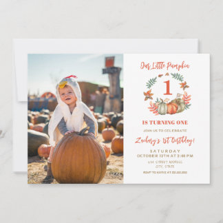 Little Pumpkin Foto Herbst Erster Geburtstag Einladung