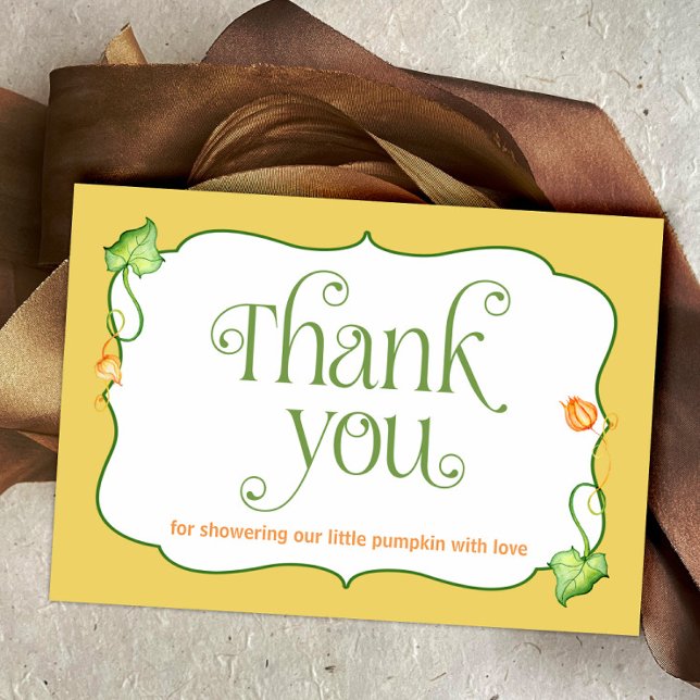 Little Pumpkin Gender Neutral Autumn Baby Shower Dankeskarte (Little Pumpkin on the Way Autumn Fairytale Baby Shower Thank You Card)