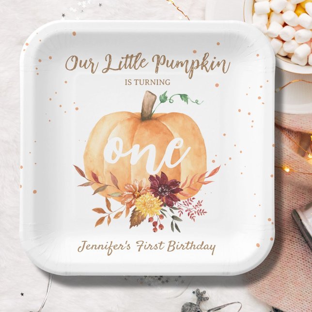 Little Pumpkin Gender Neutral Fall 1. Geburtstag Pappteller (Von Creator hochgeladen)