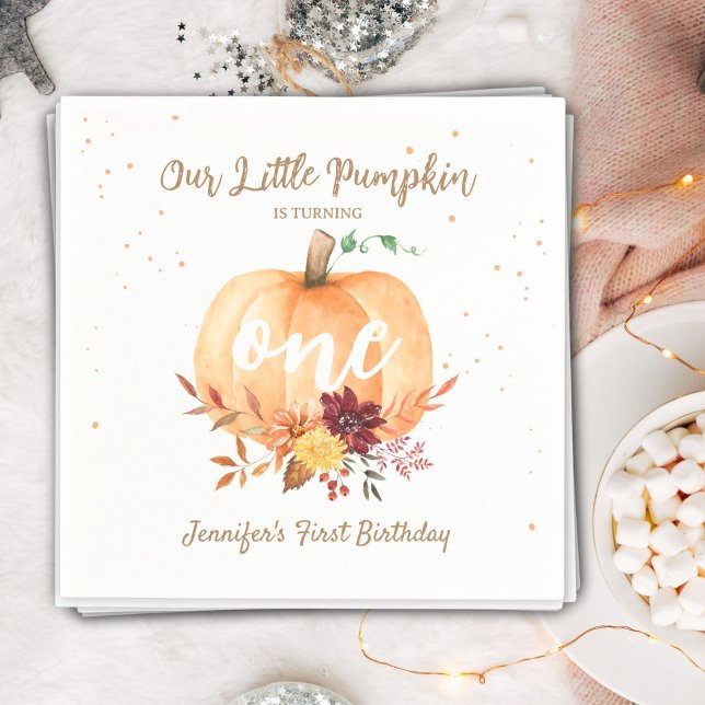 Little Pumpkin Gender Neutral Fall 1. Geburtstag Serviette (Von Creator hochgeladen)