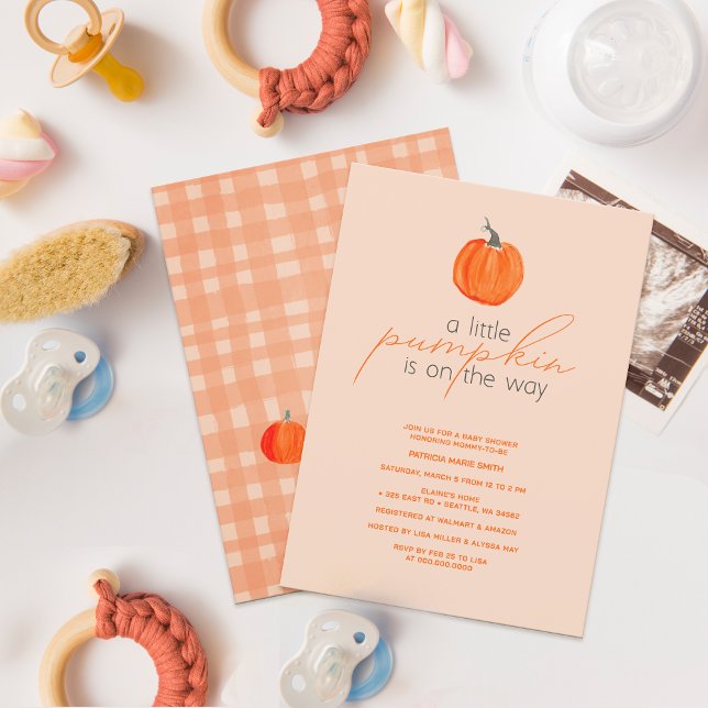 Little Pumpkin Gender Neutral Fall Baby Shower Einladung (Little Pumpkin Gender Neutral Fall Baby Shower Invitation)