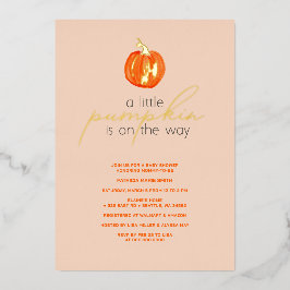 Little Pumpkin Gender Neutral Fall Baby Shower Folieneinladung