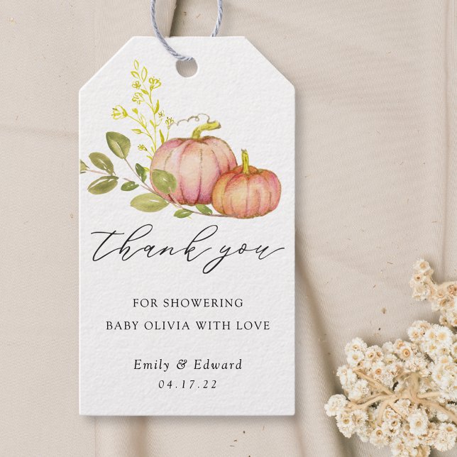 Little Pumpkin Gender Neutral Fall Baby Shower Geschenkanhänger (Von Creator hochgeladen)