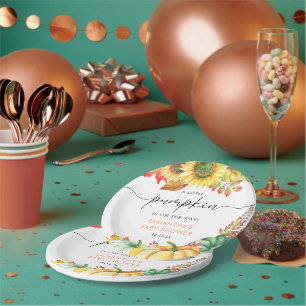 Little Pumpkin Gender Neutral Fall Baby Shower Pappteller