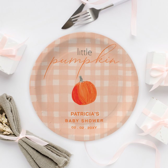 Little Pumpkin Gender Neutral Fall Baby Shower Pappteller (Little Pumpkin Gender Neutral Fall Baby Shower Paper Plates)