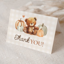 Little Pumpkin Gingham Teddy Bear Fall Baby Shower