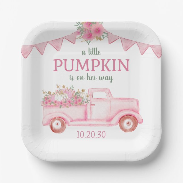 Little Pumpkin Girl Babydusche Pappteller (Vorderseite)