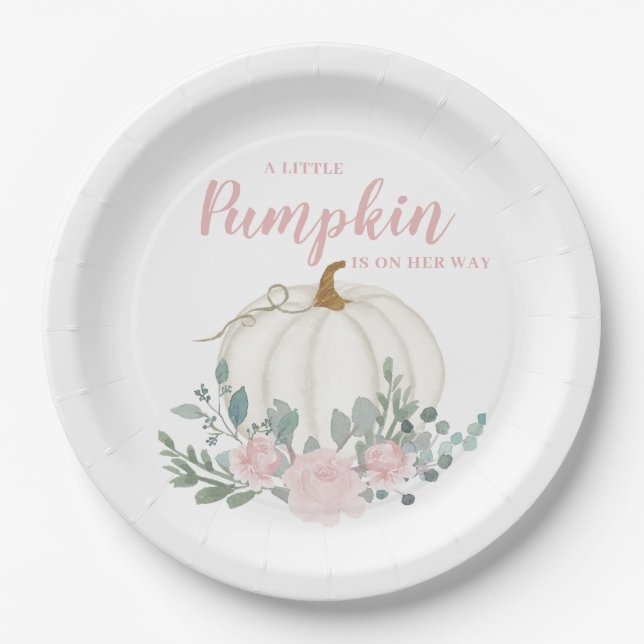 Little Pumpkin Girl Babydusche Pappteller (Vorderseite)