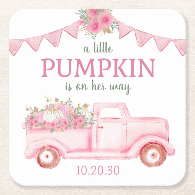Little Pumpkin Girl Babydusche Rechteckiger Pappuntersetzer (Vorderseite)