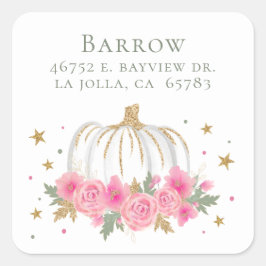 Little Pumpkin Girl Babydusche Rücksendeadresse Quadratischer Aufkleber