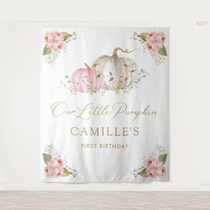 Little Pumpkin Girl Geburtstagsfeier Hintergrund Wandteppich