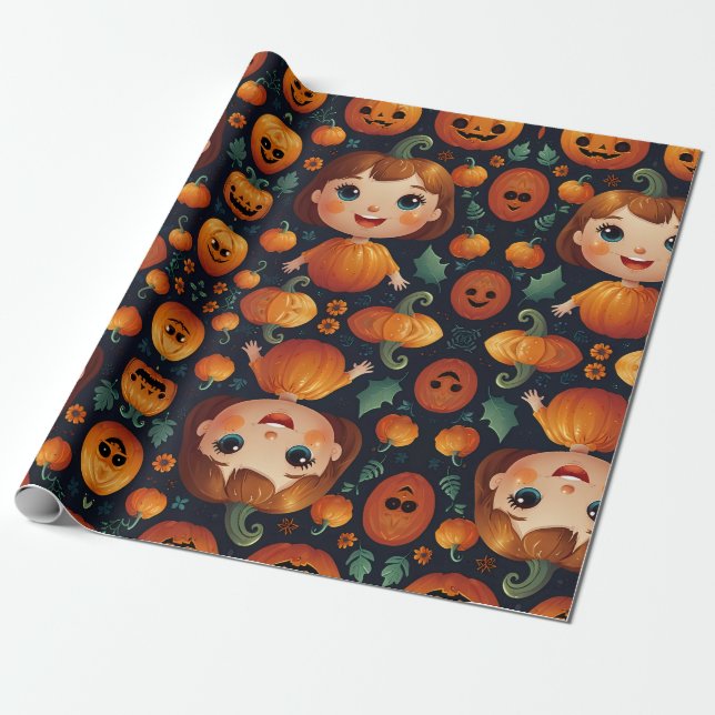 Little Pumpkin Girl Geschenkpapier (Ungerollt)