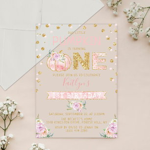 Little Pumpkin Girls 1. Geburtstag Acryleinladungen