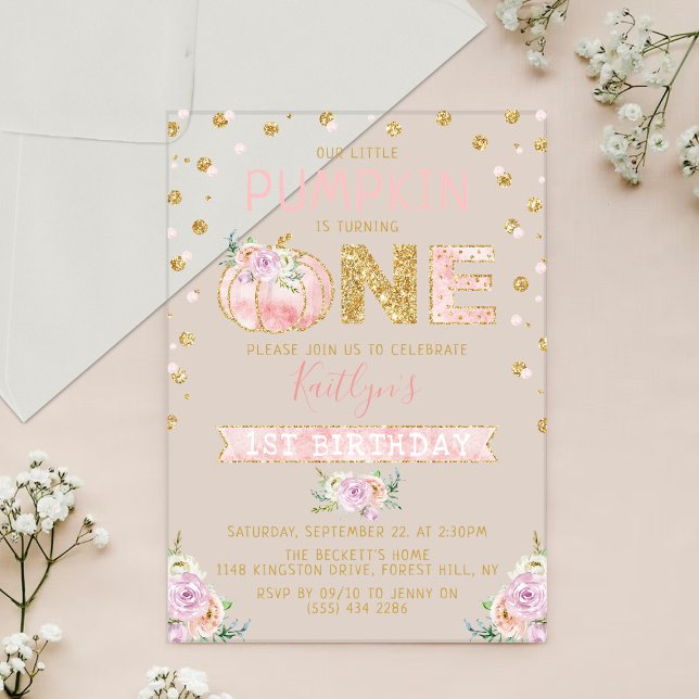 Little Pumpkin Girls 1. Geburtstag Acryleinladungen (Von Creator hochgeladen)