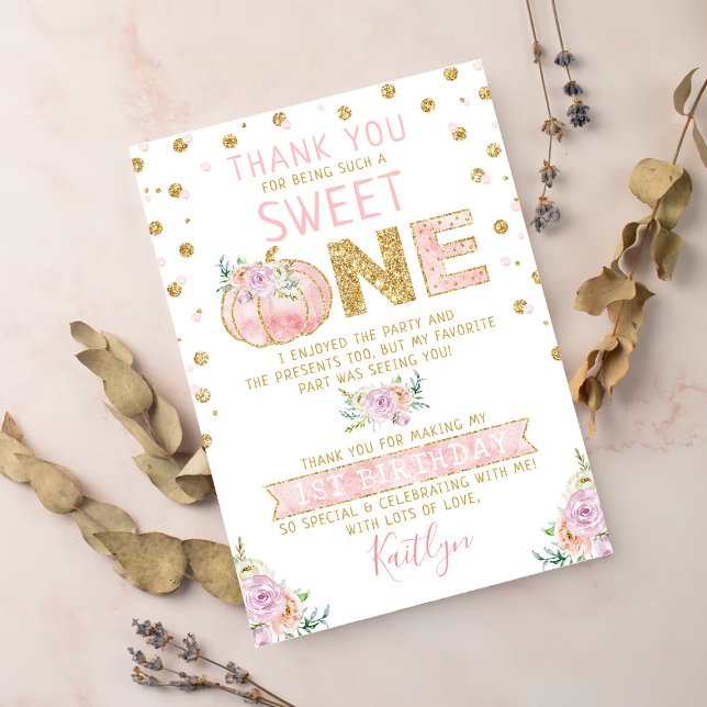 Little Pumpkin Girls 1. Geburtstag Dankeskarte (Von Creator hochgeladen)