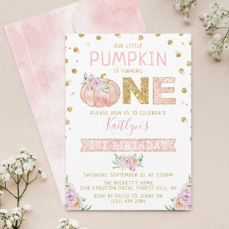Little Pumpkin Girls 1. Geburtstag Einladung