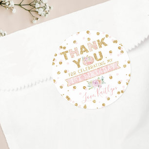 Little Pumpkin Girls 1. Geburtstag Vielen Dank Runder Aufkleber