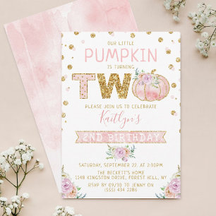 Little Pumpkin Girls 2. Geburtstag Einladung