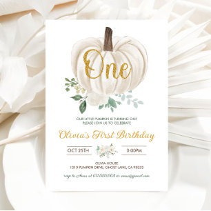 Little Pumpkin Girls Einladung zum 1. Geburtstag