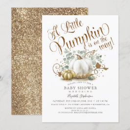Little Pumpkin Gold Glitzer Fall Baby Shower Einladung