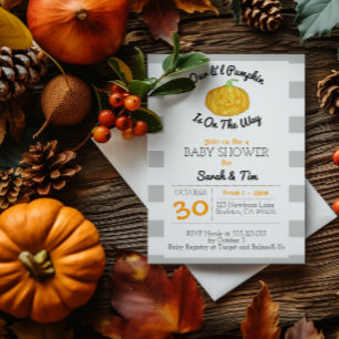 Little Pumpkin Gray und Orange kleine Babydusche Einladung