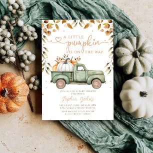 Little Pumpkin Green Truck Fall Baby Dusche Einladung