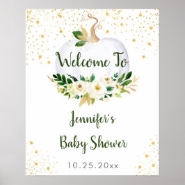 Little Pumpkin Greenery Gold Baby Dusche Willkomme Poster