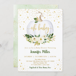 Little Pumpkin Greenery Gold Baby Shower Einladung