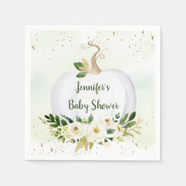 Little Pumpkin Greenery Gold Baby Shower Serviette
