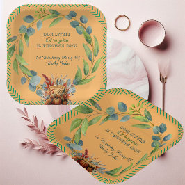 Little Pumpkin Greenery Wreath Fall Pumpkin Peach  Pappteller