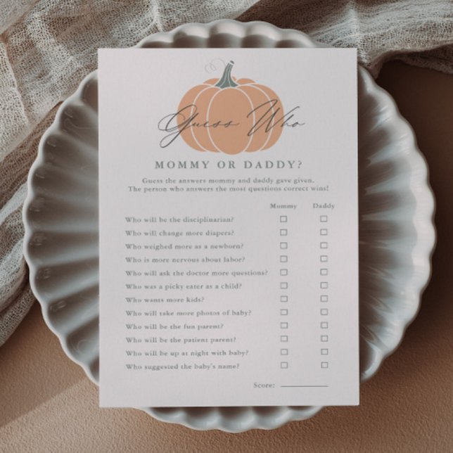 Little Pumpkin Guess Who Baby Shower Game Einladung (Guess Who Little Pumpkin Baby Shower Games.)