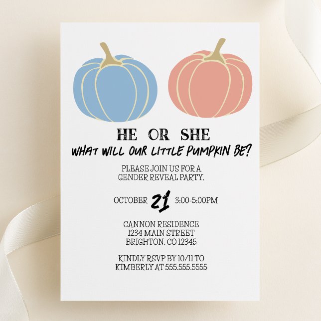Little Pumpkin Halloween Gender Reveal Party Einladung (Von Creator hochgeladen)