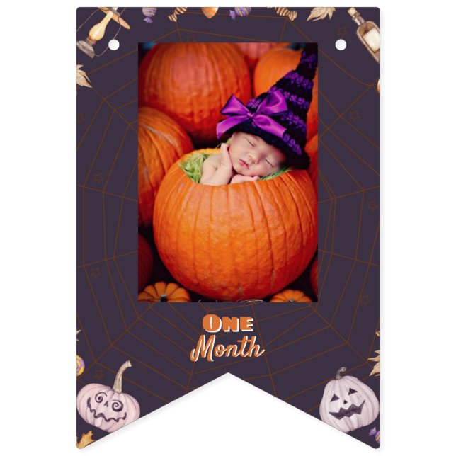 Little Pumpkin Halloween Monthly Foto Wimpelkette (Erste Fahne)