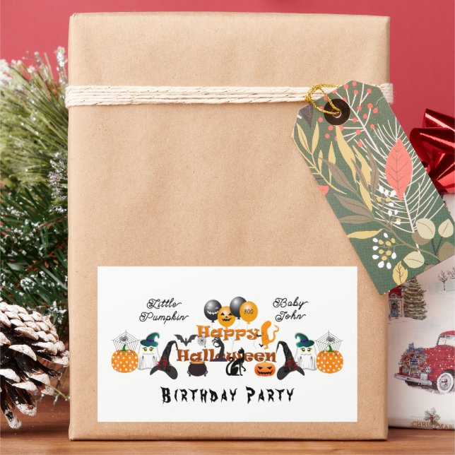 Little Pumpkin Happy Halloween Party Balloon Funky Rechteckiger Aufkleber (Feiertag)