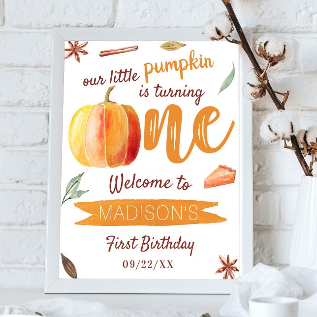 Little Pumpkin Herbst 1. Geburtstag Party Willkomm Poster (Von Creator hochgeladen)