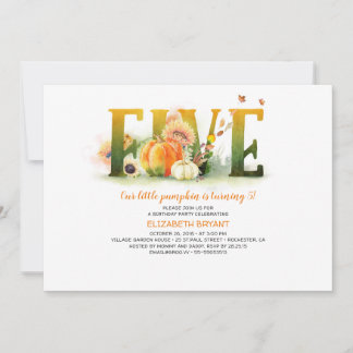 Little Pumpkin Herbst 5. Geburtstagsparty Einladun Einladung